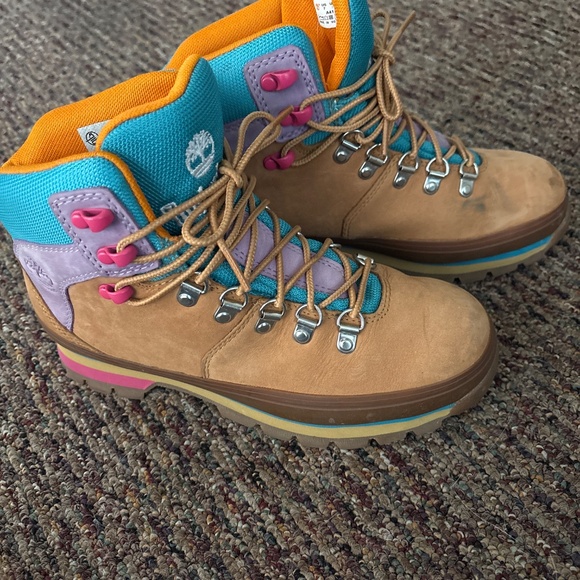 Timberland Euro Hiker 'Mixed Media’ Wheat Leather Wmns Size 7 Hiking Boots A4126 - Picture 5 of 5